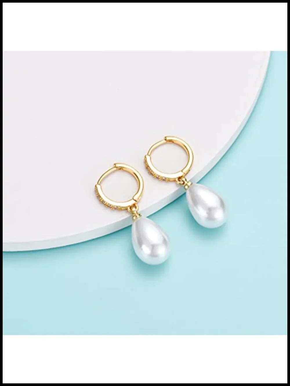 Pearl Drop Earrings for Women Sterling Silver Hoop Dangle Huggies